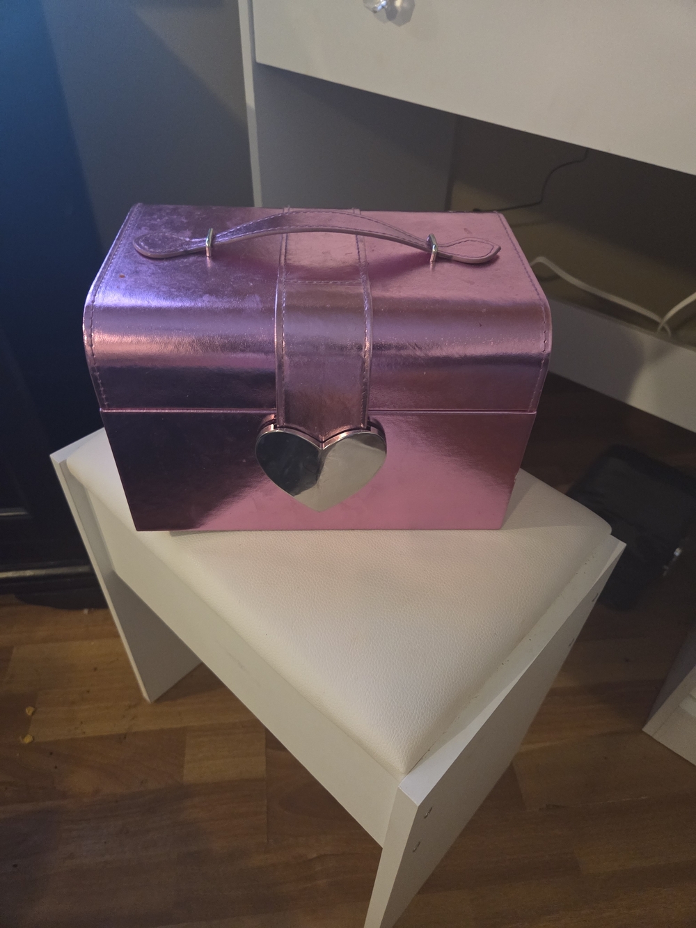 Ulta Beauty Metallic Pink Heart Makeup Box